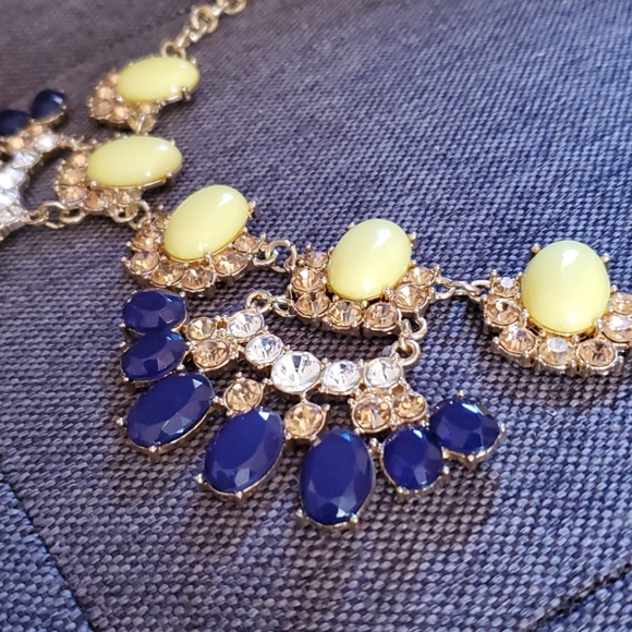 Navy yellow statement necklace - Picture 3 of 4